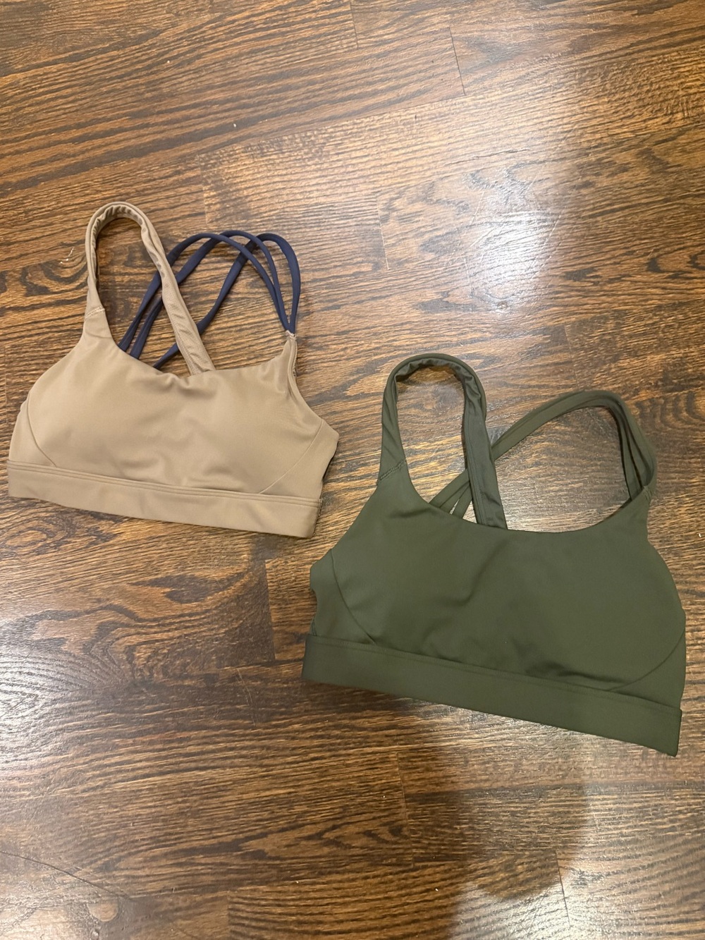 TWO FOR THE PRICE OF ONE! Athleta CIRCUIT TRAIN SPORTS BRA (Taupe/Forrest Green)